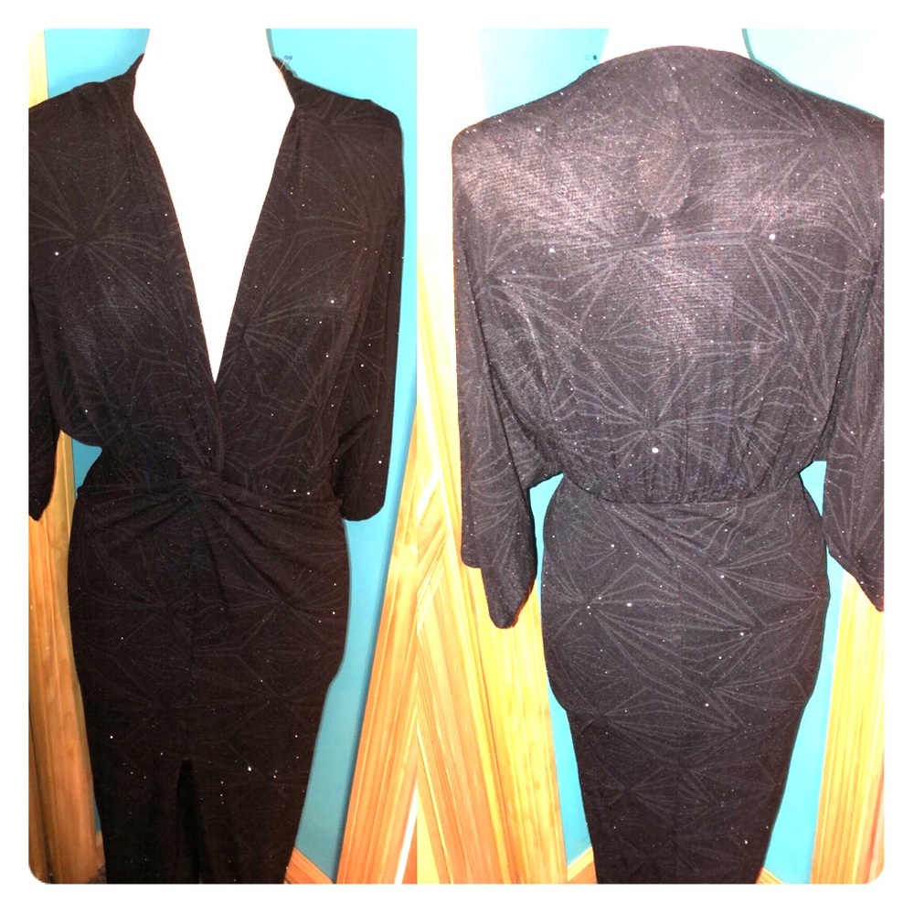 Navy V neck Dress